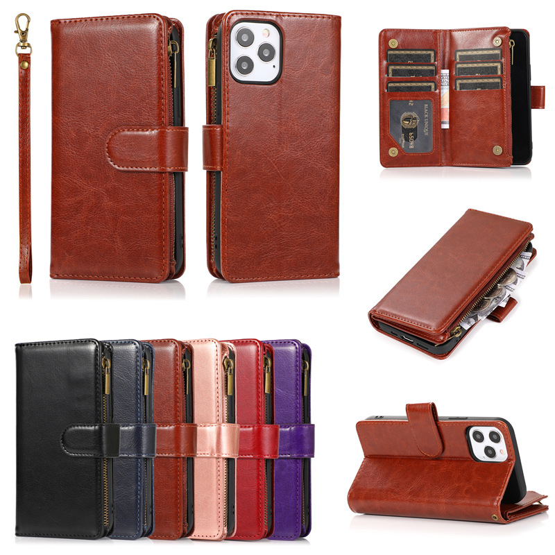 Iphone15 Mobile Phone Leather Case Multifunctional Suitable for Apple 12 Mobile Phone Case Xr Wallet Type Nine Card Mobile Phone Protective Case