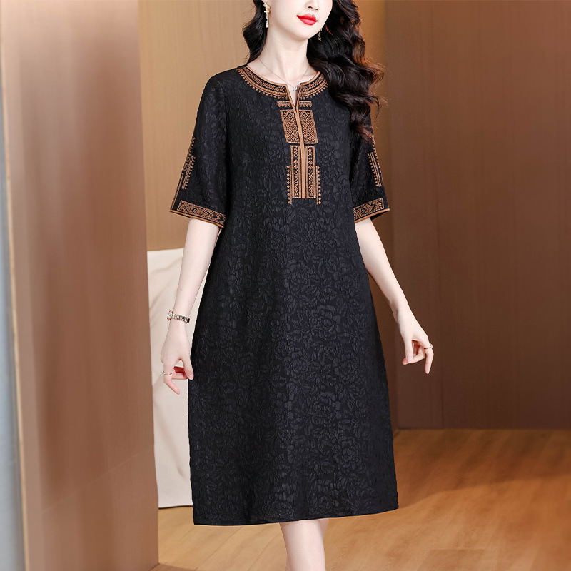 Quality Guaranteed Plus Size Belly-Covering Age-Reducing Elegant Mom Silk Dress Summer New Style Mulberry Silk Fashion Dress