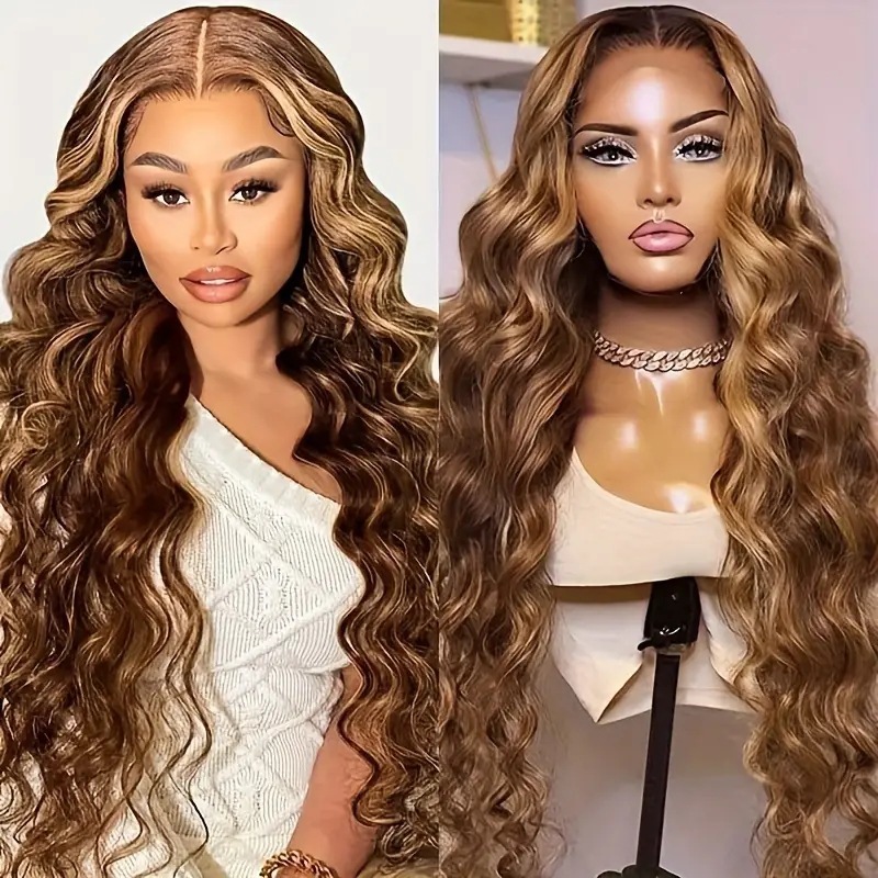 Parrucca da donna con capelli lunghi e ricci, riga centrale naturale, testa piena, alla moda, onde grandi, extension sintetiche con clip, taglia media_voghion.com