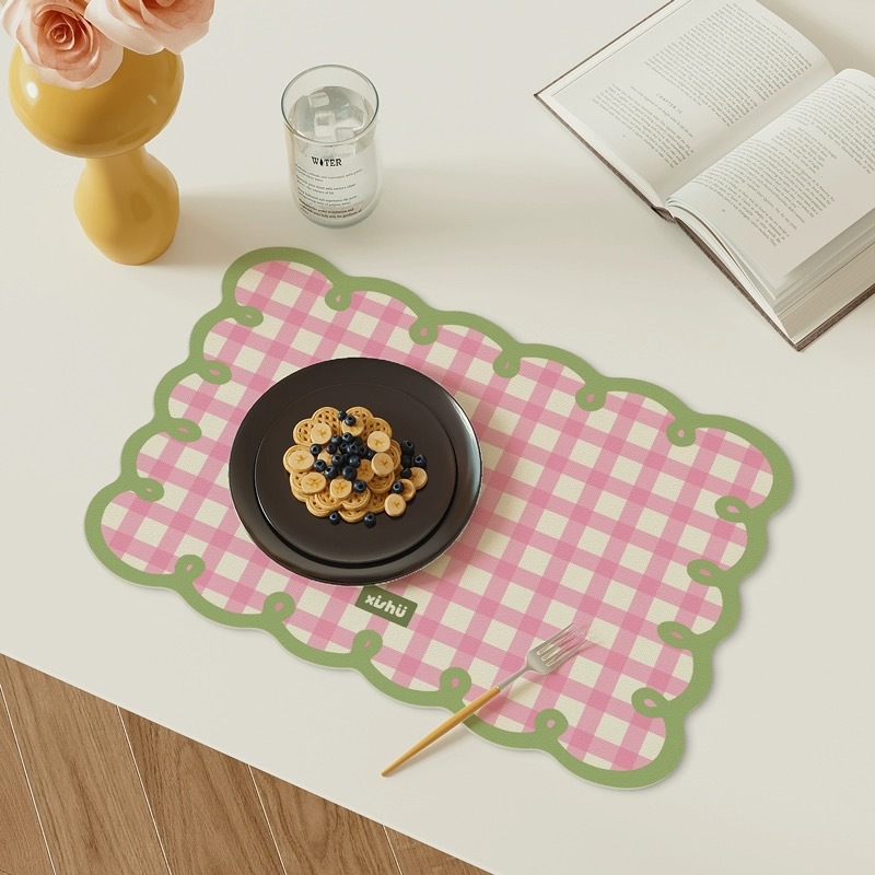 Cojín de comedor occidental de estilo crema mesa resistente al quemado resistente a altas temperaturas platos de comedor platos de cojín a prueba de agua a prueba de aceite mesa cojín de tazas de cuero image 14