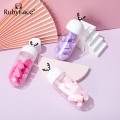 Rubyface Deer Antler Bottle Jar: Dual-Use Dry & Wet Makeup Sponge, Triangular Fan-Shaped Powder Puff