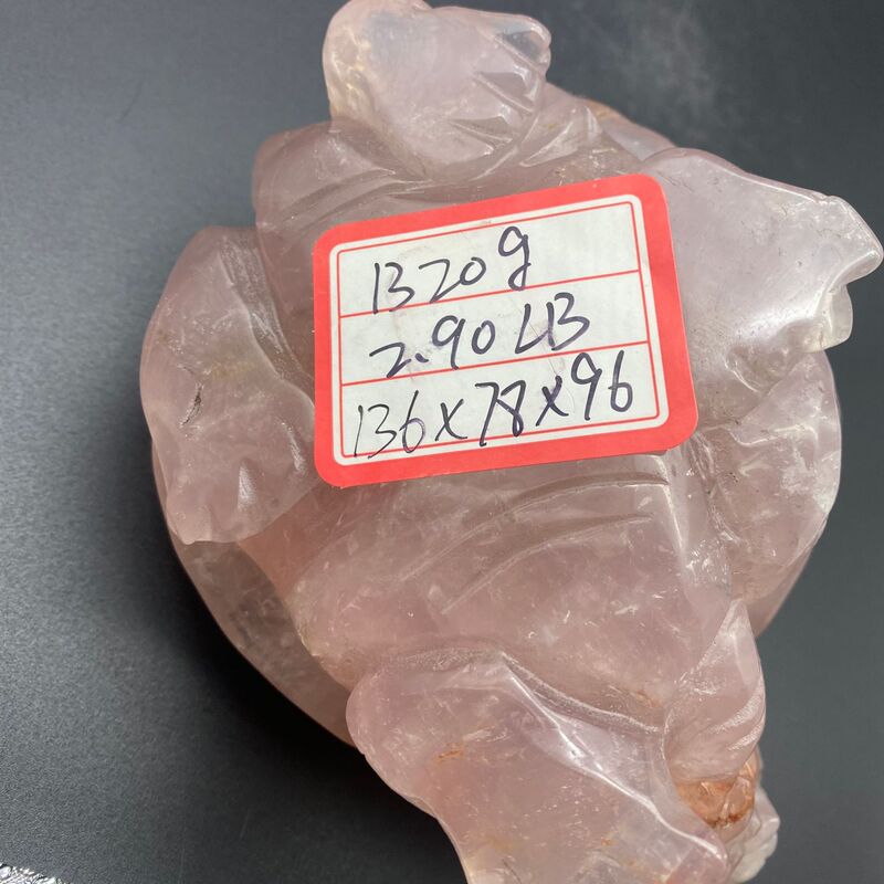 天然粉晶龙龟水晶摆件雕刻件桌面摆件手工雕刻件装饰直 图 10