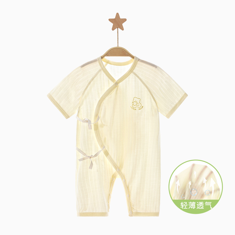 Ropa de bebé de una pieza Ropa de verano para recién nacidos para niños pequeños 0 Manga corta de marzo Estilo delgado Monk mampara pijamas Ropa de verano para bebés