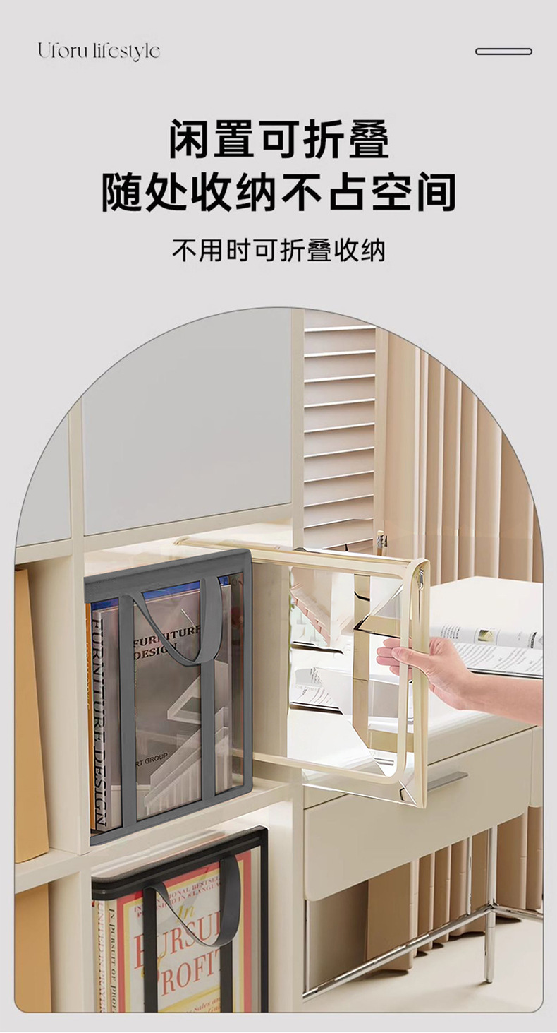 Large Capacity Transparent Book Storage Box Foldable Bookshelf Book Organizer Textbook Storage Bag Stationery Portable Book Bag