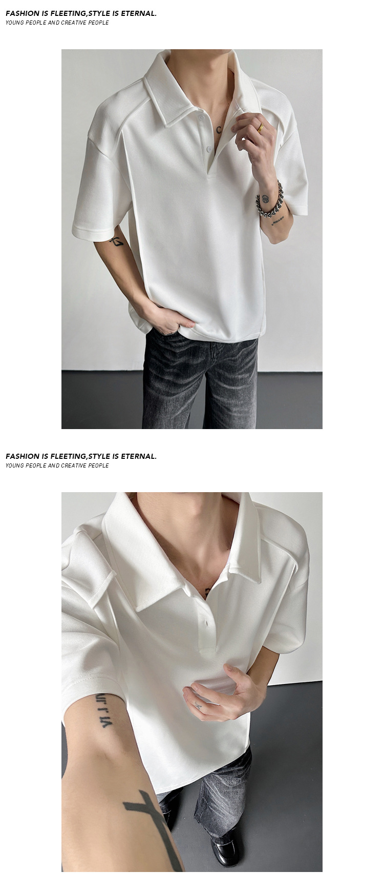 Herren Hemd Im Hongkong Style Mit Revers Und Kurzen Ärmeln_voghion.com