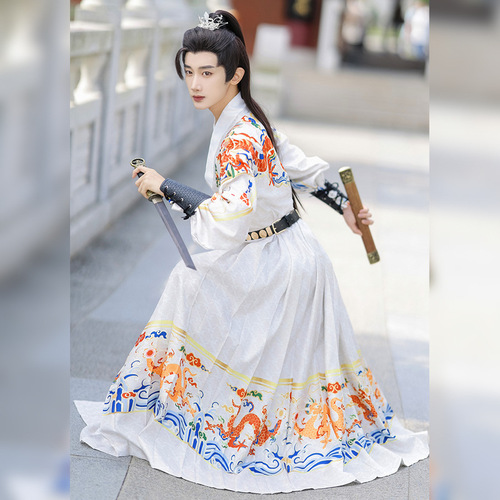Original Ming Dynasty Flying Fish Style Robe Full Set of Ming Hanfu Embroidered Spring Knife Great Ming Jin Yiwei Attire for Groom and Bride