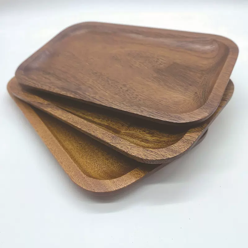 长方形木质平盘南美胡桃木圆角托盘酒店餐盘ins风格厂家定制木盘