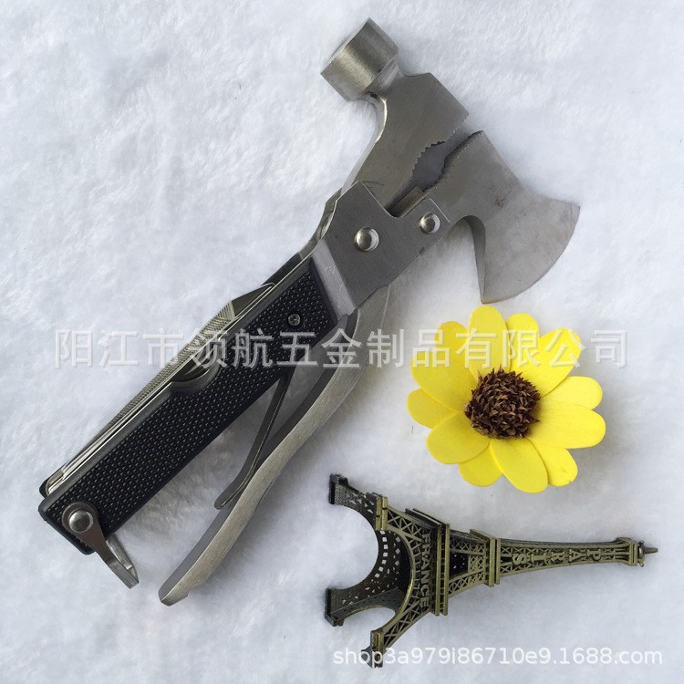 跨境供应不锈钢多功能斧头锤 户外工具锤 野营车载应急锤 地钉锤