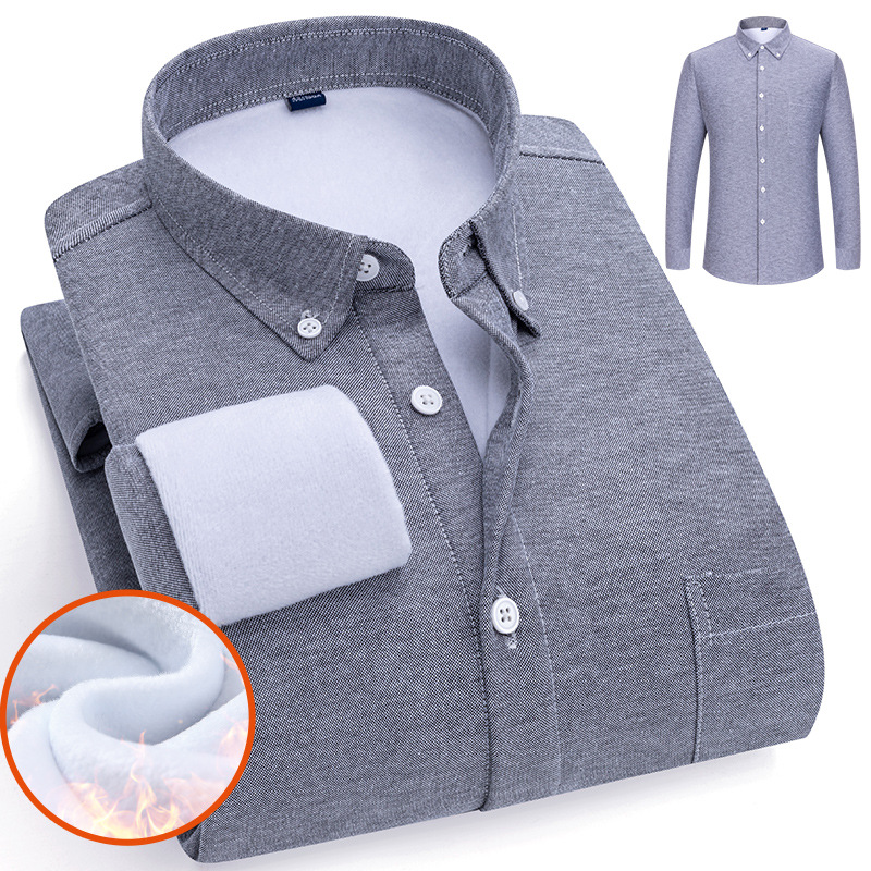 Otoño y invierno, camisa de manga larga caliente sin quemar, camisa informal de negocios de Oxford.