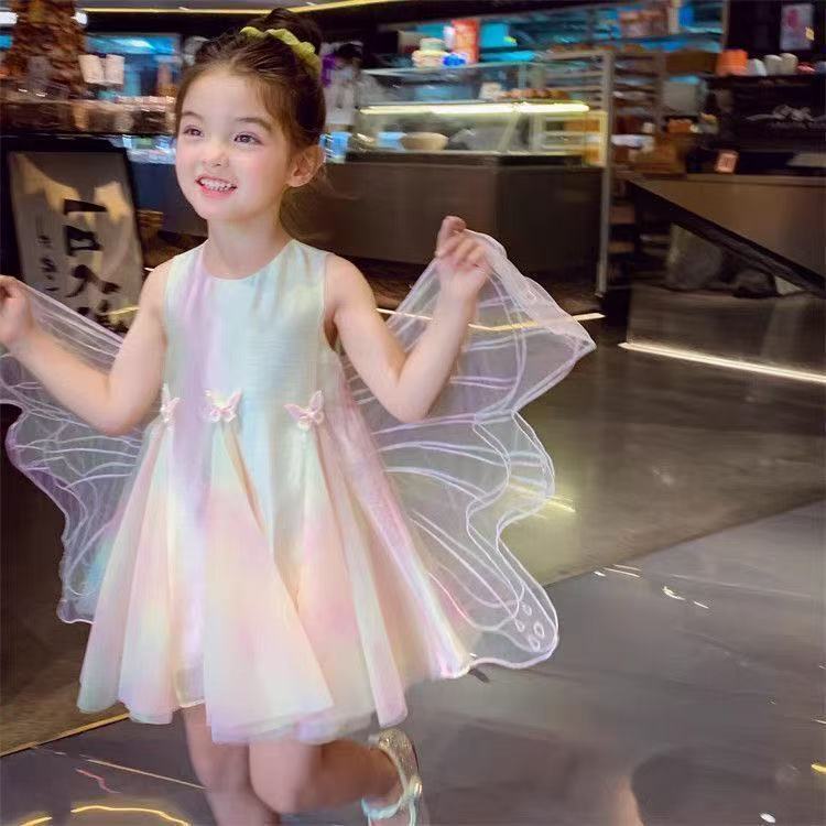 Girls Princess Dress Summer Dress 2025 New Children's Rainbow Butterfly Wings Vest Dress Internet Celebrity Little Girl Dress Girls Princess Dress Summer Dress 2025 New Children's Rainbow Butterfly Wings Vest Dress Internet Celebrity Little Girl Dress