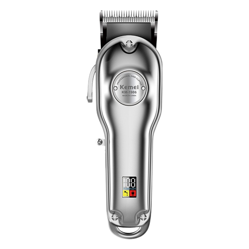 Cortadora de pelo Kemei con cuerpo metálico y pantalla digital, recortadora de pelo eléctrica profesional para peluquerías KM-1986.