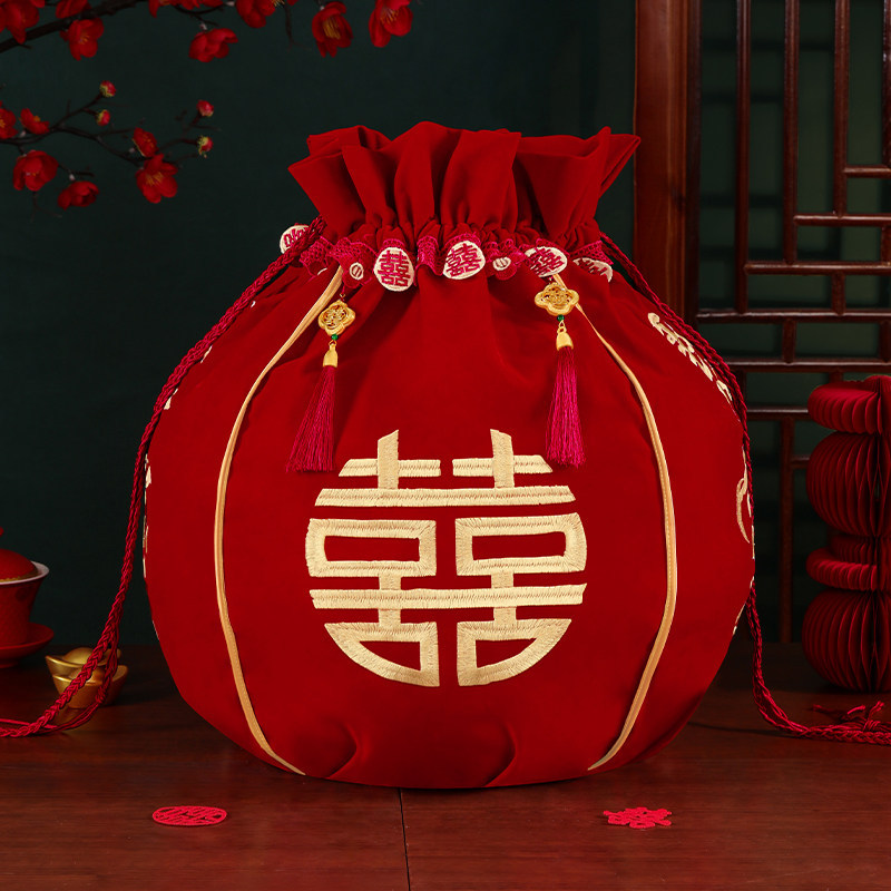 Venta directa de fábrica, bolsa de boda, bolsa de cuero, tela envuelta, dote de novia, bagaje rojo, bolsa de dote grande, tela de lavabo, suministros de boda image 1