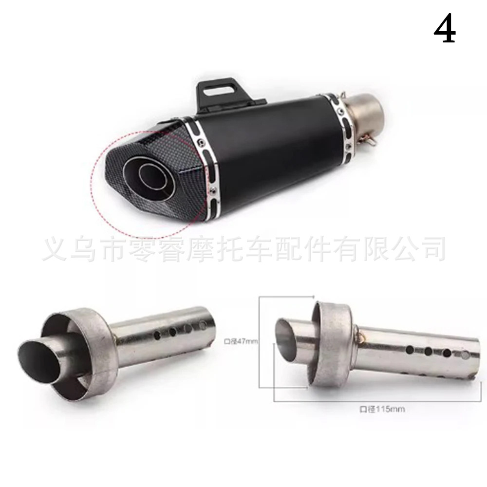 Motorcycle Exhaust Pipe 51mm 60mm Caliber Modified Exhaust Pipe with Built-In Muffler and Sound Converter