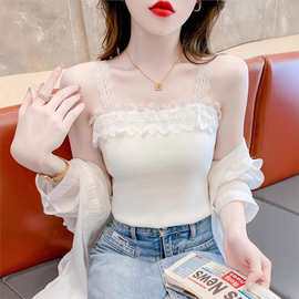 白色蕾丝吊带背心女西装内搭夏外穿2025新款修身显瘦打底纯欲上衣