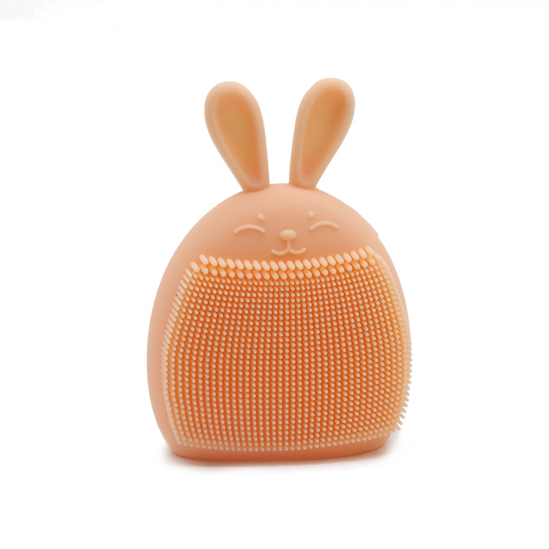 Cepillo de limpieza facial portátil de silicona con cerdas suaves, diseño de conejo, para bebés, nuevo y novedoso, para limpieza y masaje.