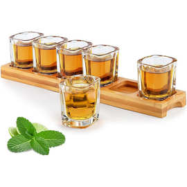 木制酒杯托 小酒杯一口杯shot杯子弹杯家用饭店用玻璃酒盅木杯托
