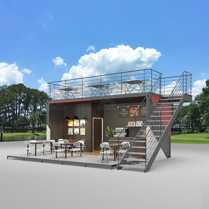 Contenedor tienda móvil doble calle comercial café con leche tienda de té área escénica contenedor móvil quiosco