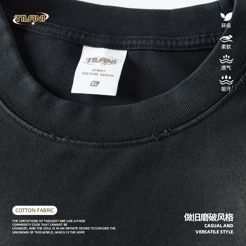 TILANI men's clothing 2025 summer original design loose version men and women short-sleeved heavy blowjob monkey gradient t-shirt men