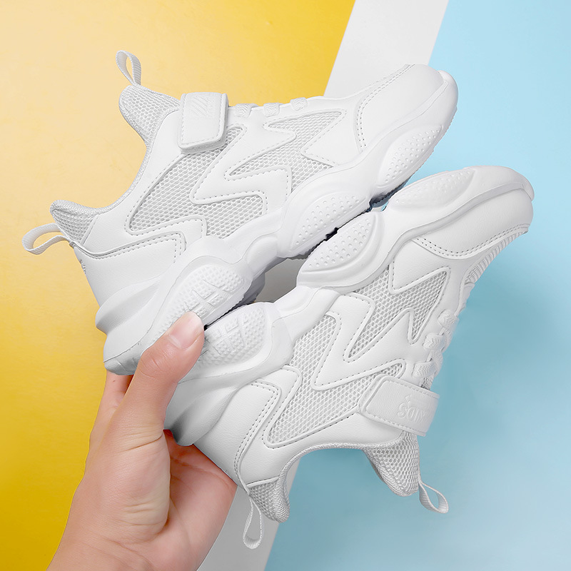 8855 zapatos para niños, zapatos blancos para niños grandes y medianos, zapatos deportivos transpirables de primavera y otoño, zapatos casuales de malla de marca de moda, suela suave