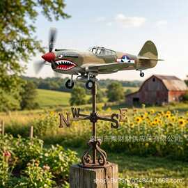 跨境新品Shark Mouth Warplane Garden Wind Spinner户外花园风车