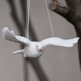 仿真工艺品模型飞翔展翅白鸽子创意装饰树脂摆件小鸟挂树吊件吊饰