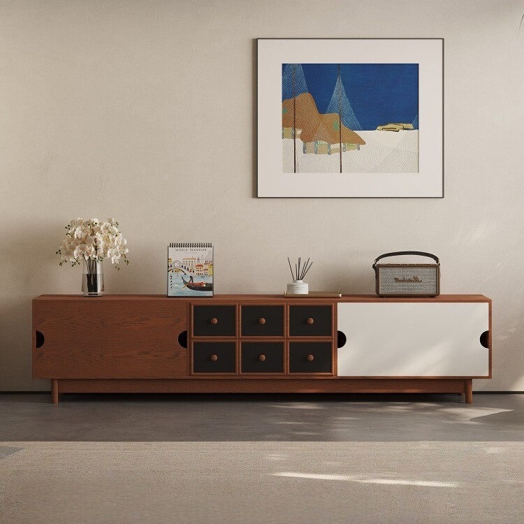 Medieval Style Solid Wood Tv Cabinet Living Room Home Small Apartment 2025 New Accessible Luxury High-End Storage Tv Cabinet