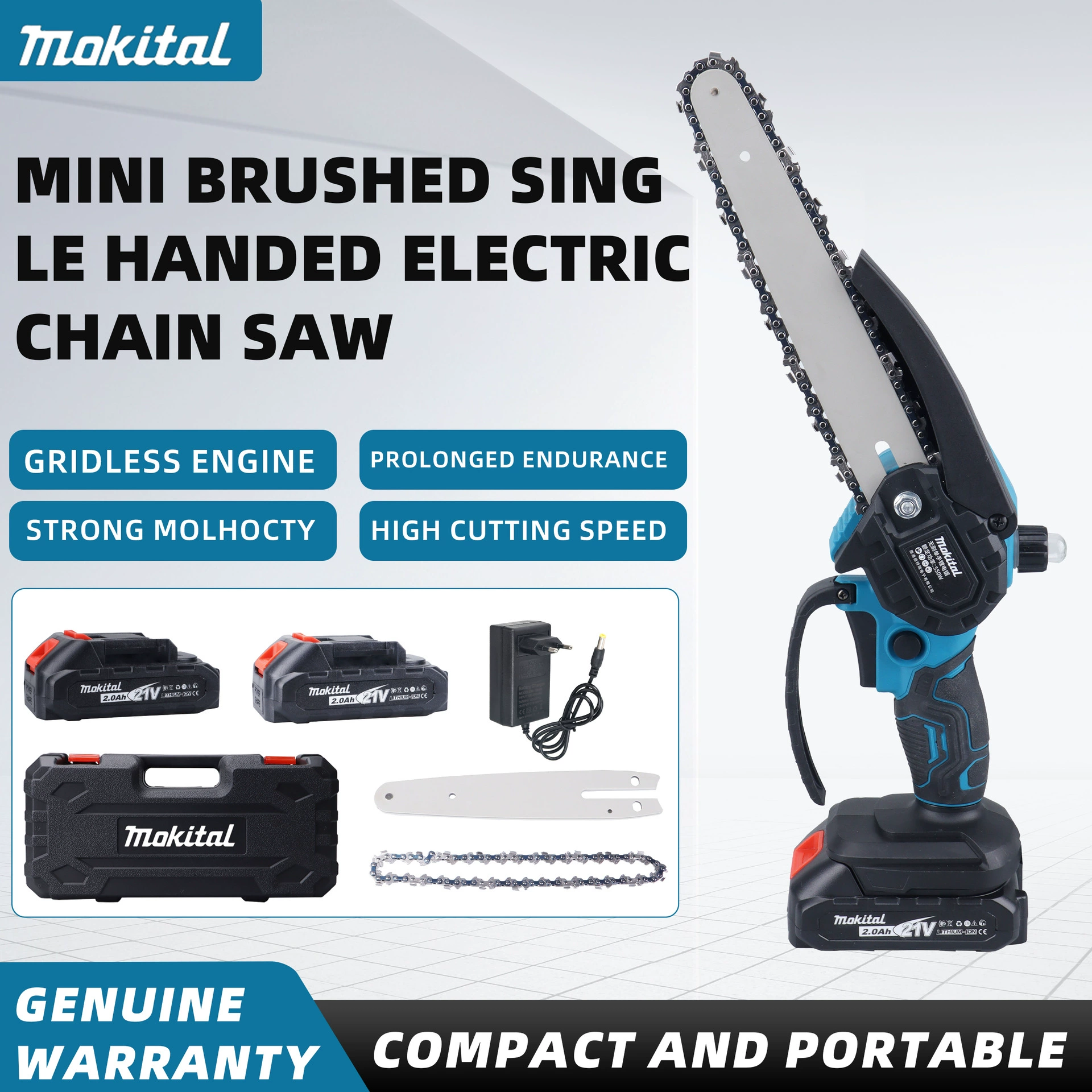 Литиевая электрическая бензопила с щеткой портативная лесозаготовительная пила зарядная бытовая бензопила мини-пила трансграничная эксклюзивная