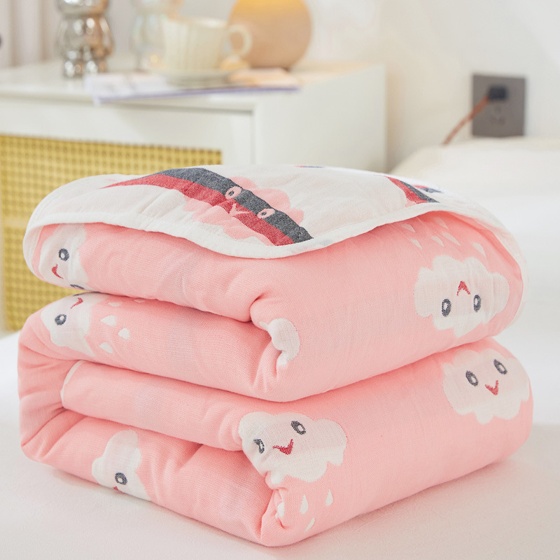 (Rain clouds pink) / 90x 100cm "cotton 6 layer yarn" baby
