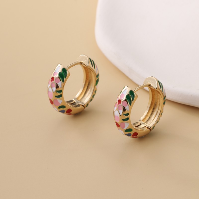 1 Pair Hip-hop Geometric Enamel Plating Copper Earrings display picture 4