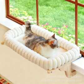 跨境木质猫吊床窗户边宠物晒太阳挂床悬挂式猫爬架栖息地床边猫窝