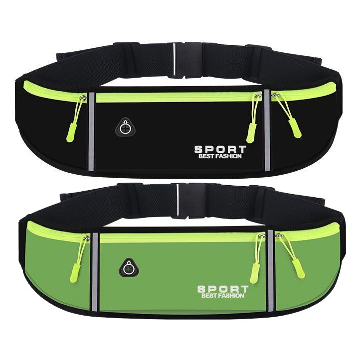 [ordinary style] black + green - sports waist bag