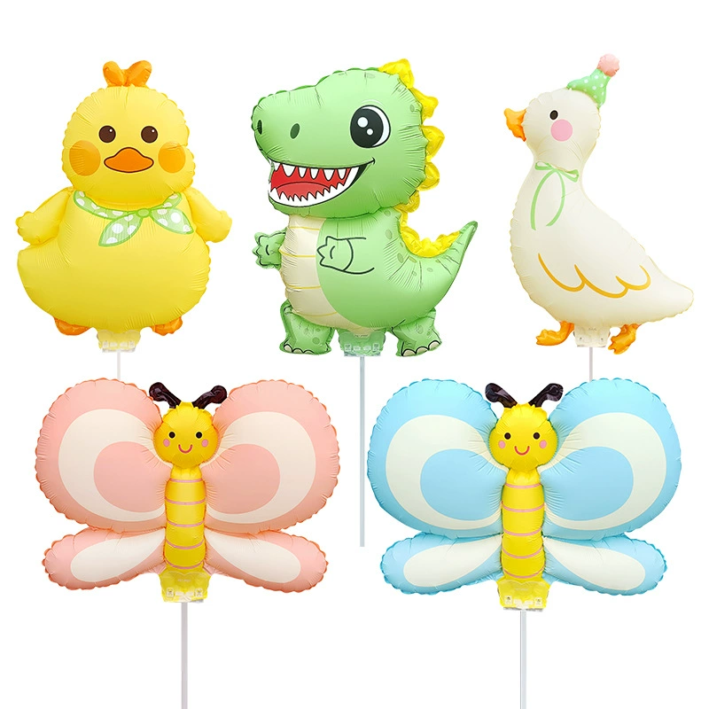 Новый динозавр бабочка маленькая желтая утка Детский день взрывной алюминиевый пленка воздушный шар мультфильм животное сцена праздничная вечеринка