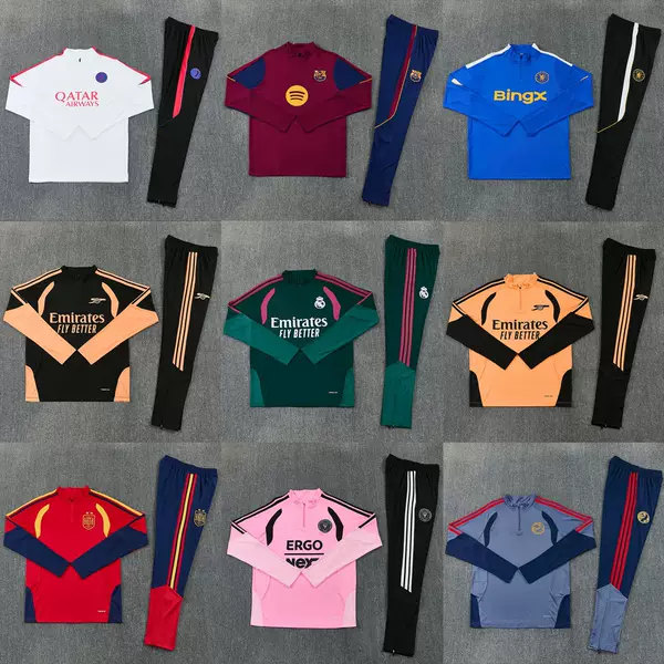 2627 Half-Zip Football Uniform Real Madrid Chelsea Training Uniform Long-Sleeve Set Barcelona Arsenal Miami Half-Zip
