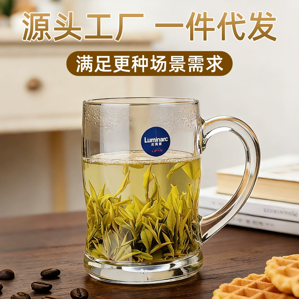 Le Meiya Glass High Temperature Resistant Portable Tea Cup High Beauty Value Water Cup Household Breakfast with Handle Transparent Tempered Cup Le Meiya Glass High Temperature Resistant Portable Tea Cup High Beauty Value Water Cup Household Breakfast with Handle Transparent Tempered Cup