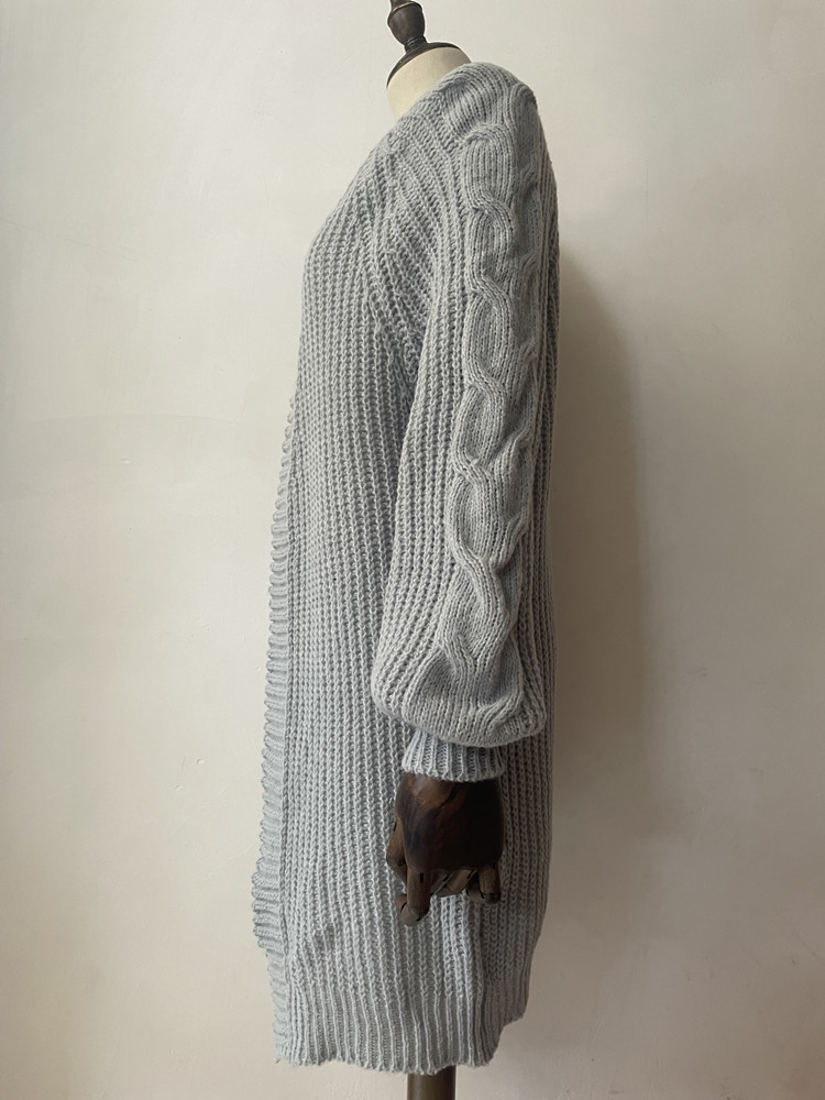 Women's Knitted Lantern Sleeve Twist Cardigan For Autumn Winter_voghion.com