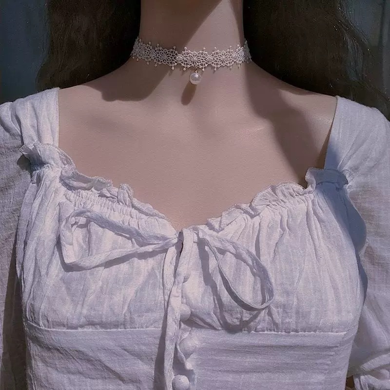 태슬 진주 목걸이 화이트