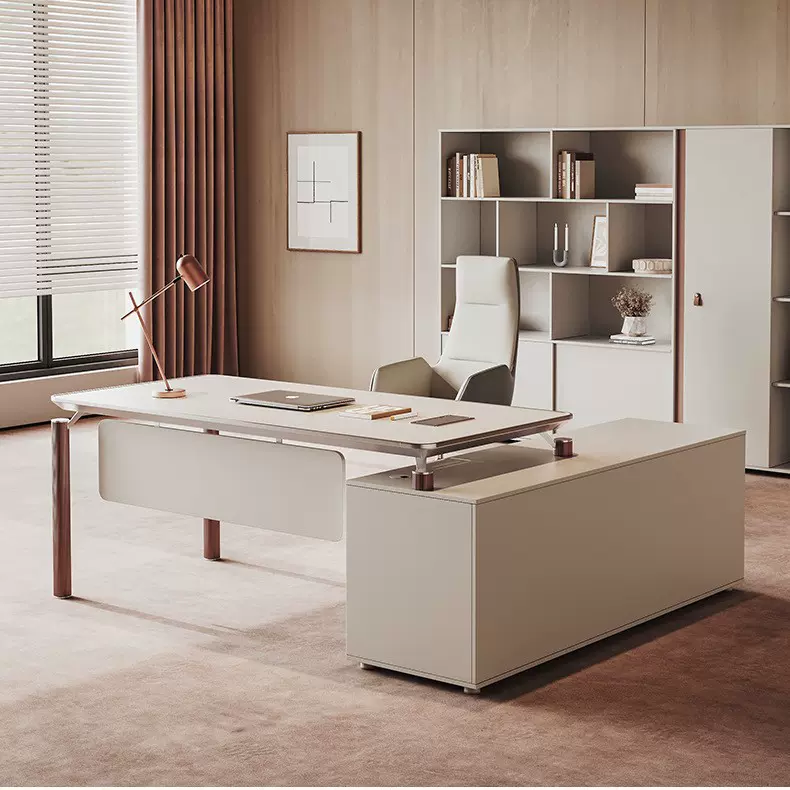 老板经理办公室桌简约现代大班台总裁主管带侧柜轻奢高级感领导桌