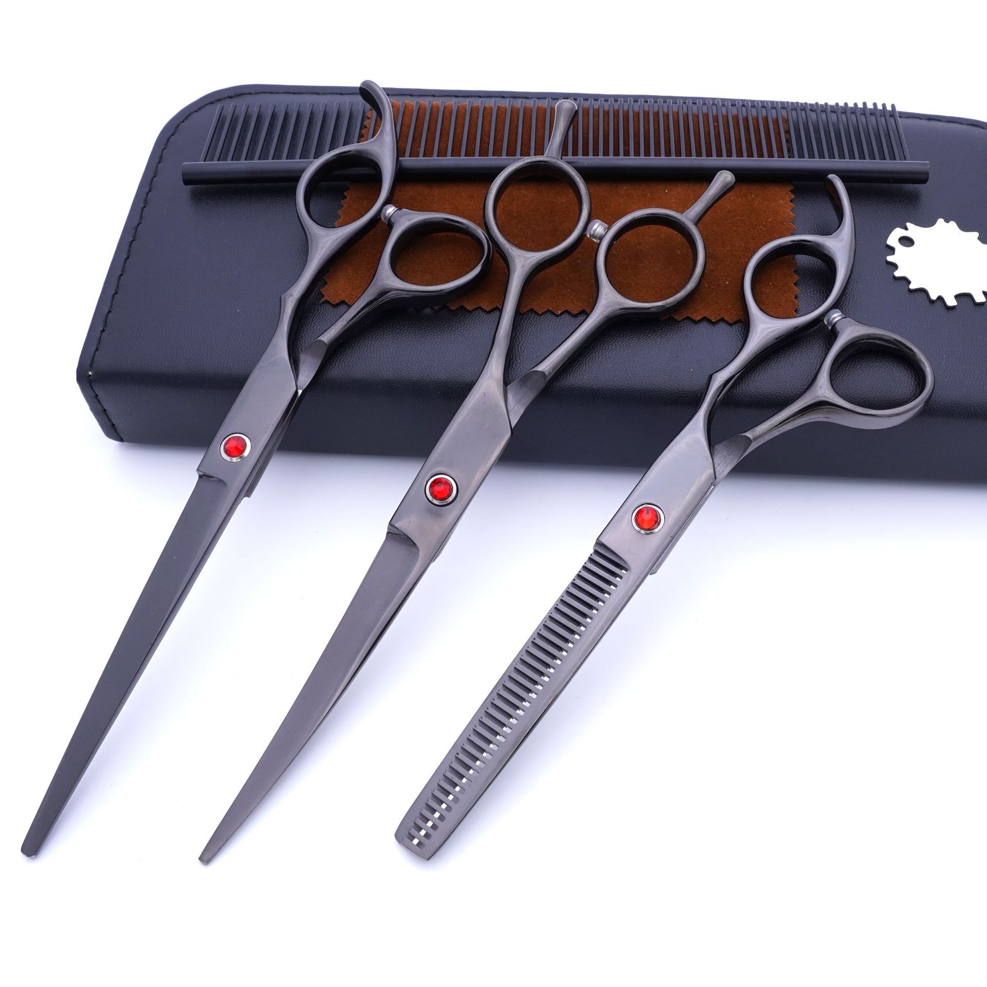 Tijeras para mascotas, tijeras de corte de pelo para perros, tijeras de dientes delgadas profesionales, tijeras de corte de pelo, tijeras de pelaje, juego de herramientas de limpieza