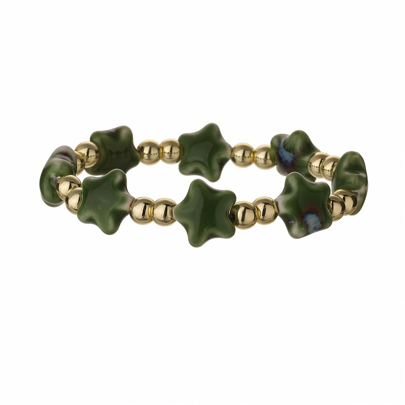 Creativo nuevo color estrella pulsera de cuentas de cerámica niña novia regalo pequeño cuentas de cobre pulsera con cuentas punto de fábrica