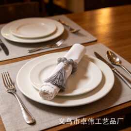 轻奢餐巾环酒店摆台装饰创意珠串流苏餐巾扣西餐餐具套装摆件