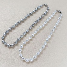 S925银元宝扣仿海水珍珠真多麻巴洛克珍珠项链女小众设计百搭叠戴