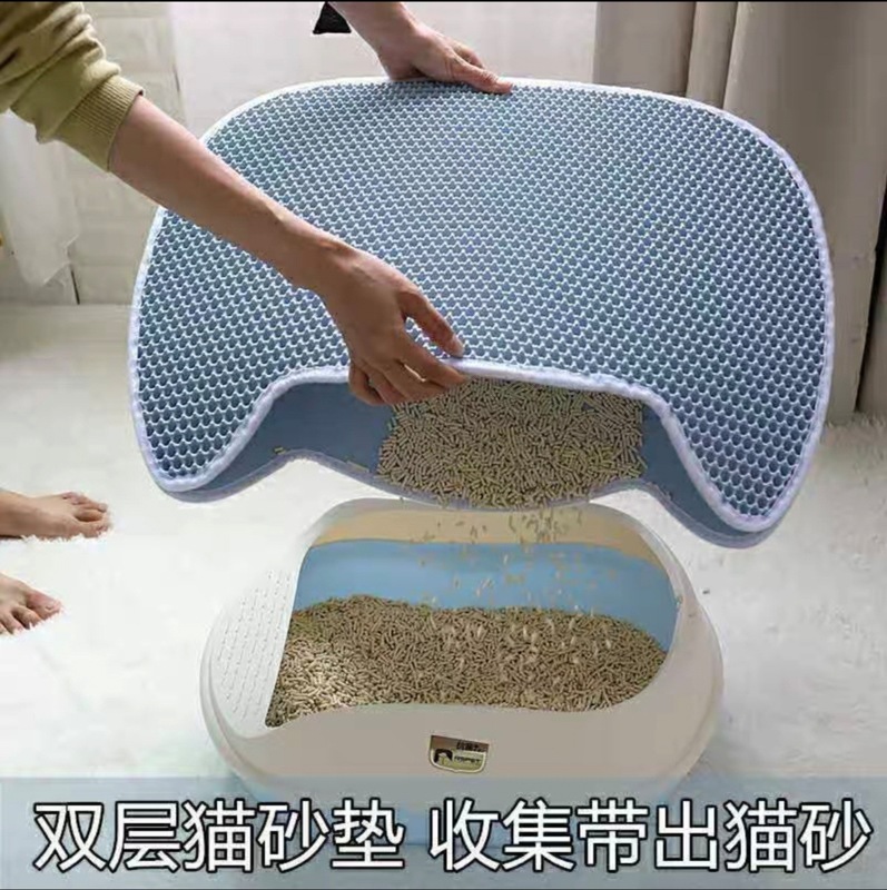 猫の頭の形をした猫砂マット、飛沫防止、猫トイレの持ち出し防止、二層フィルター、砂漏れ猫マット、飛沫防止、洗える、耐摩耗性|undefined