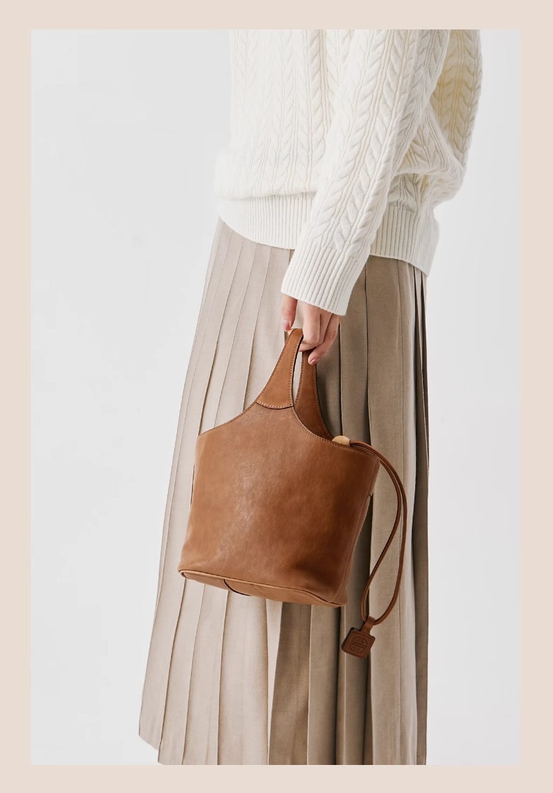 Qiu Zhen – sac à main à bandoulière en cuir véritable de vache tanné, sac panier à légumes de grande capacité pour les déplacements, femme_voghion.com