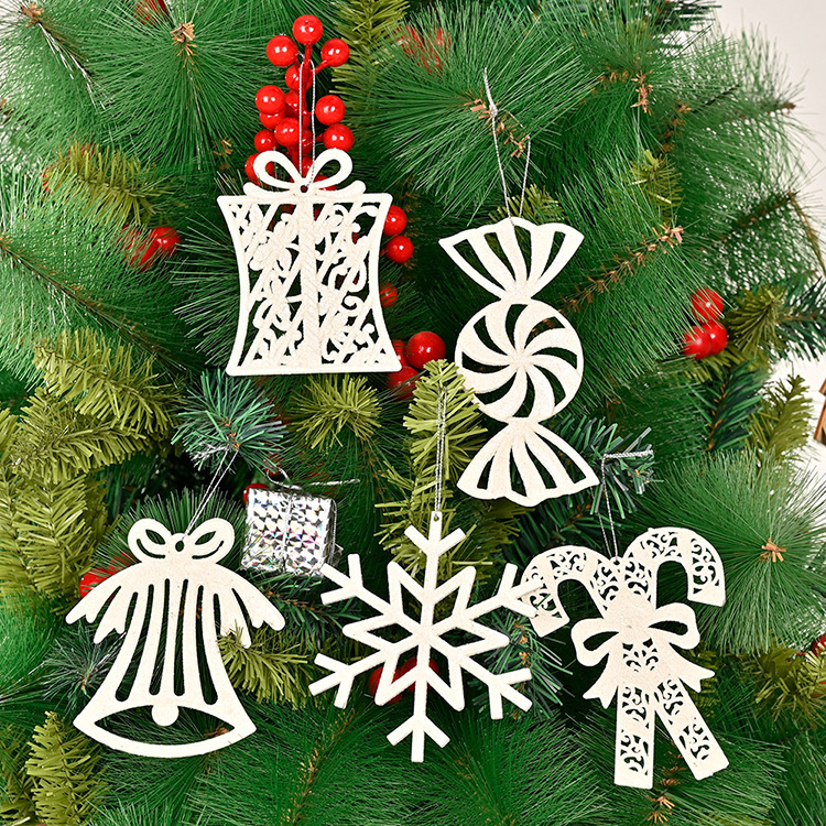 45g Weight Christmas Festival Wholesale Snowflakes Candy Cane Bell Christmas Tree Pendant Nihaojewelry 无