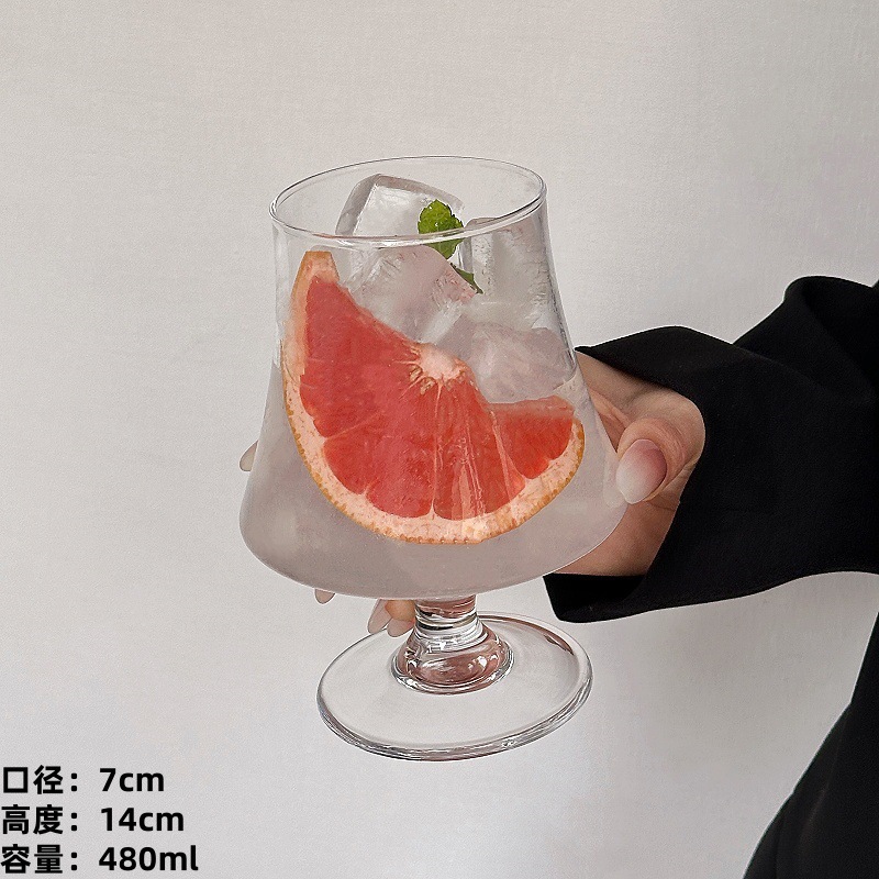 Inswind Taza de pie alto Taza de vidrio de hielo Taza de café americana Bebida fría Taza de agua burbujeante Taza de bebida Taza de cóctel