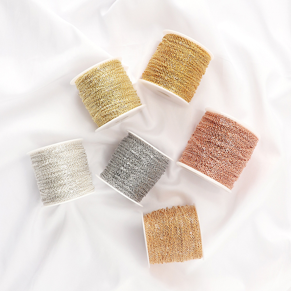 Color-preserving flat O-shaped chain copper-clad 18K real gold O-shaped chain thin chain DIY clavicle chain not easy to fade cross chain