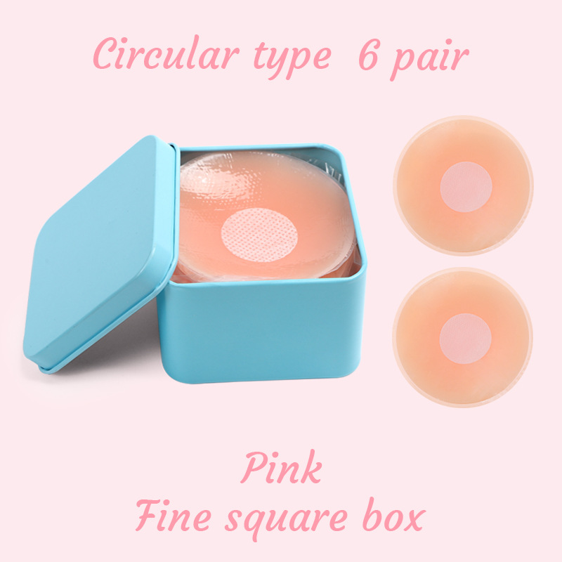 분홍색 원형 6쌍 - 정사각형 철 상자