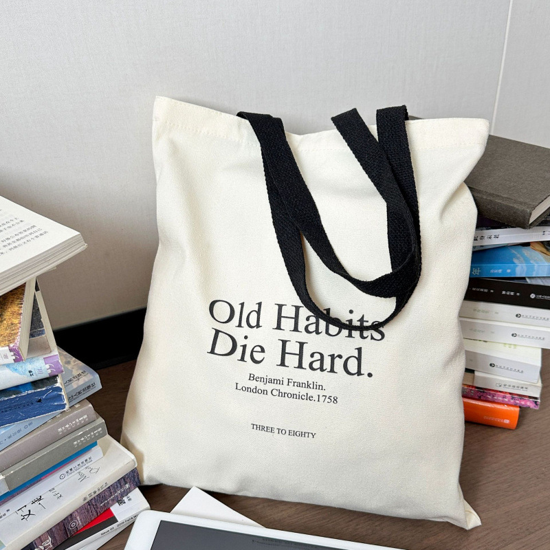 帆布包女单肩英文斜挎ins布袋学生日系文艺简约大容量小清新韩版