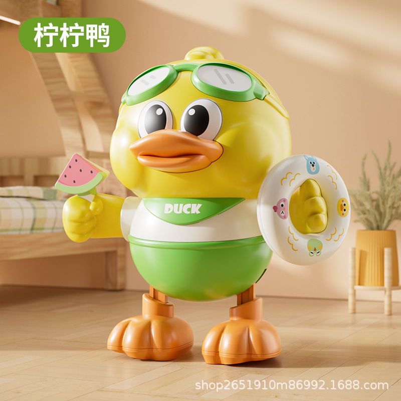 Juguetes infantiles transfronterizos baile eléctrico bebé pato bebé cabeza hacia arriba entrenamiento de canto interactivo aprendiendo a trepar juguetes de guía