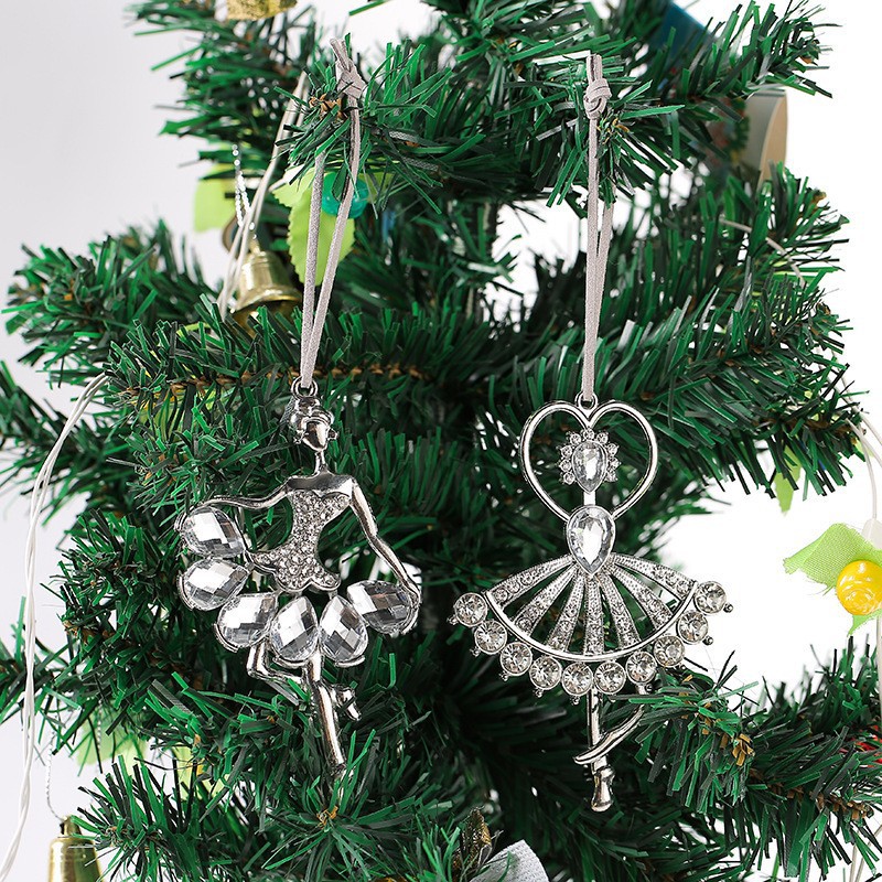 Cross-Border Angel Pendant Girl Dancer Small Gift Christmas Tree Decoration Creative Christmas Metal Rhinestone Ornament